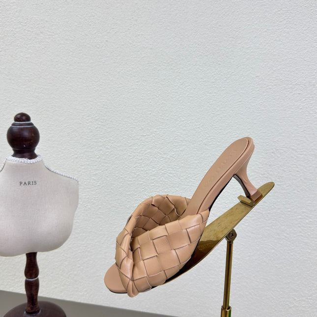 BLINK HIGH 5 CM MULE IN BUFF BEIGE INTRECCIATO LEATHER