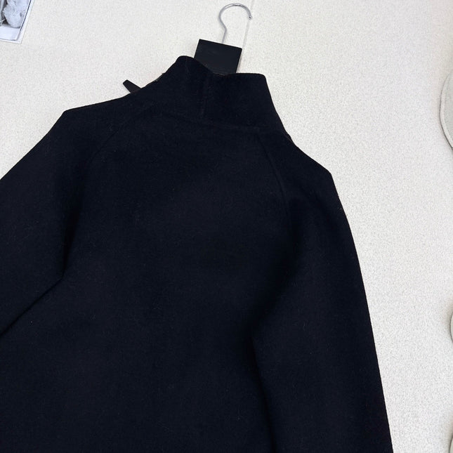 HERMES 25S DOUBLE-FACED WOOL STAND-COLLAR COAT 187