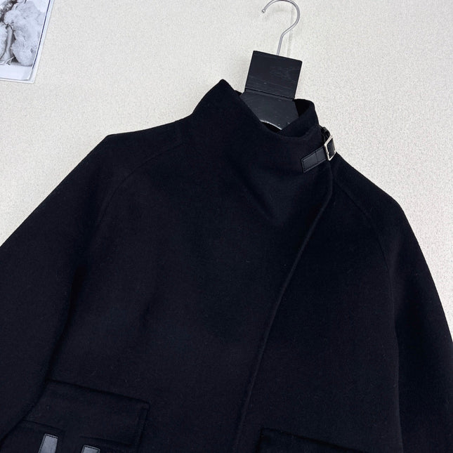 HERMES 25S DOUBLE-FACED WOOL STAND-COLLAR COAT 187