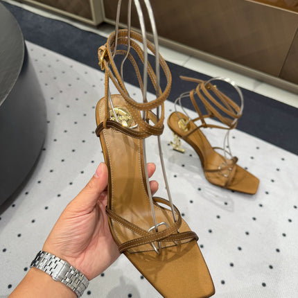 SATIN OPYUM HIGH SANDALS GOLDEN BROWN