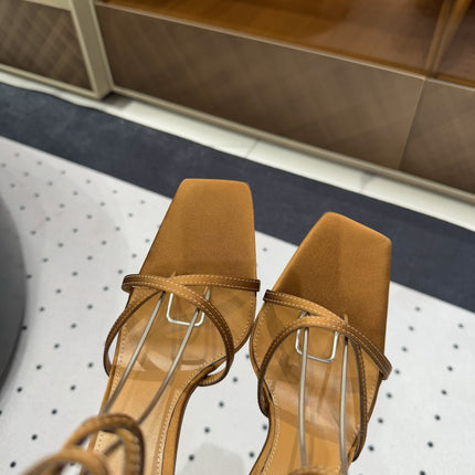 SATIN OPYUM HIGH SANDALS GOLDEN BROWN