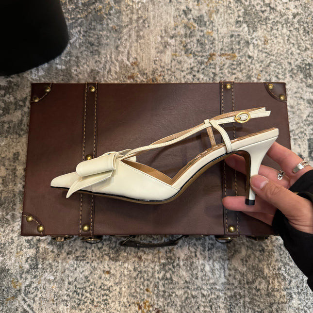 VLTN HIGH HEEL 25S 80 MM IN WHITE CALFSKIN WITH BOW