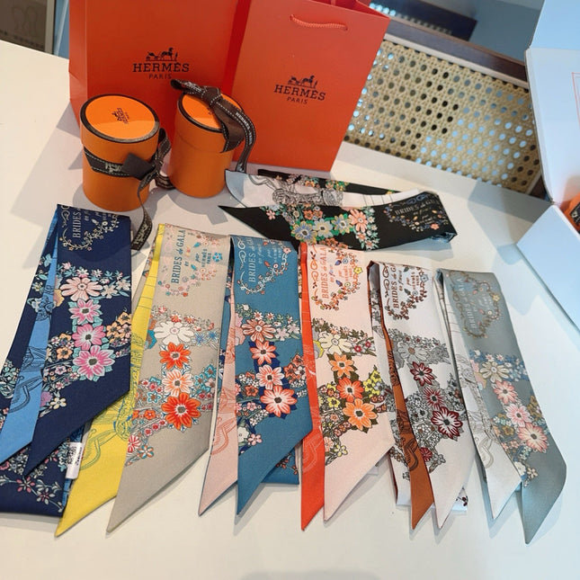 HERMES 25S SILK NECKERCHIEF 86 IN SILK 714379