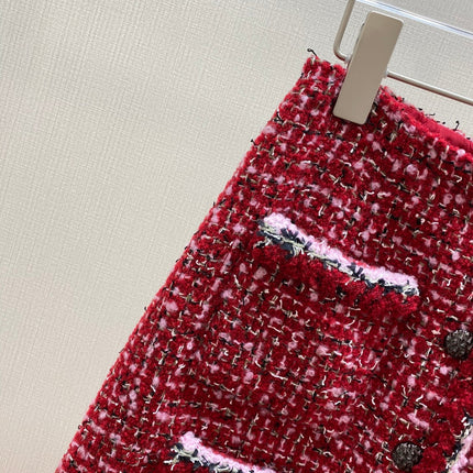 CHANEL 25S RED TWEED FOUR-POCKET SKIRT 314