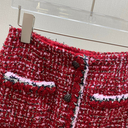CHANEL 25S RED TWEED FOUR-POCKET SKIRT 314