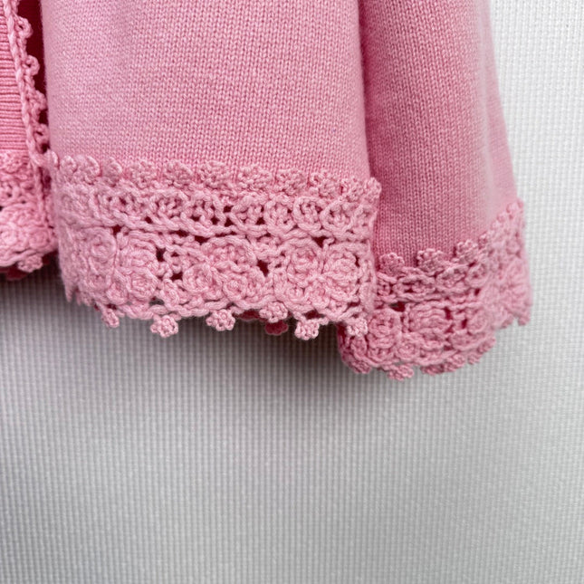 CHANEL 25S KNIT CARDIGAN WITH LACE COLLAR 415