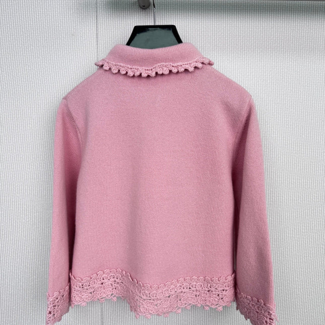 CHANEL 25S KNIT CARDIGAN WITH LACE COLLAR 415