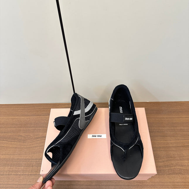 THONG SANDALS IN BLACK SUEDE MIX TECH FABRIC