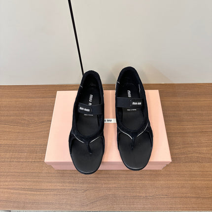 THONG SANDALS IN BLACK SUEDE MIX TECH FABRIC