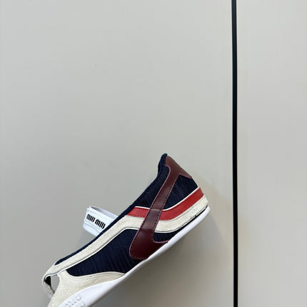 THONG SANDALS IN WHITE SUEDE MIX NAVY TECH FABRIC