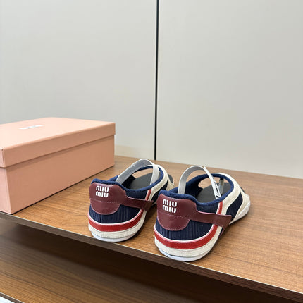 THONG SANDALS IN WHITE SUEDE MIX NAVY TECH FABRIC