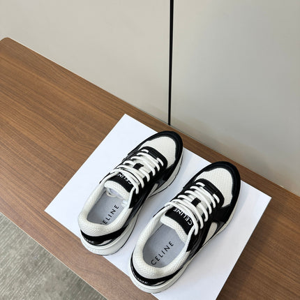 RUNNER CR-03 LOW LACE-UP IN WHITE MESH AND BLACK CALFSKIN