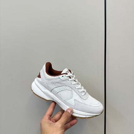 RUNNER CR-03 LOW LACE-UP PALE GRAY SUEDE AND WHITE CALFSKIN