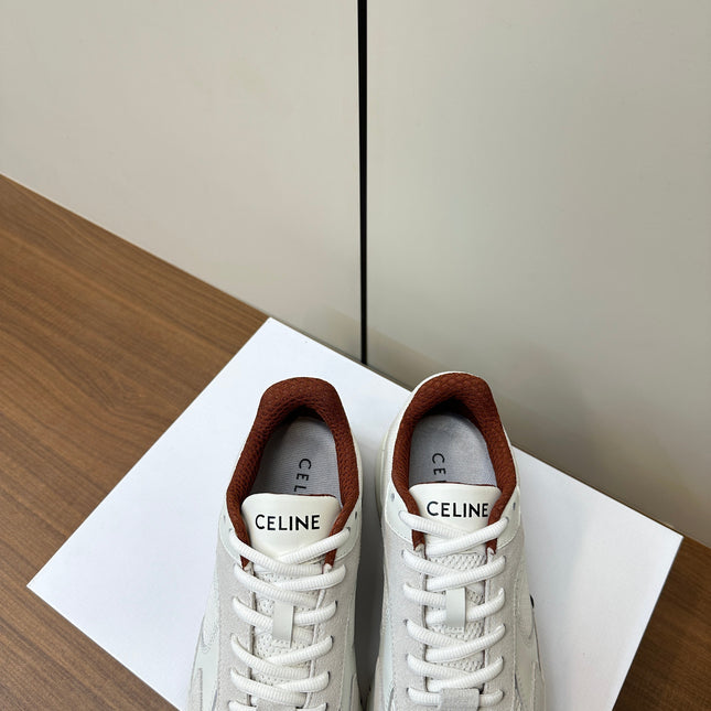 RUNNER CR-03 LOW LACE-UP PALE GRAY SUEDE AND WHITE CALFSKIN