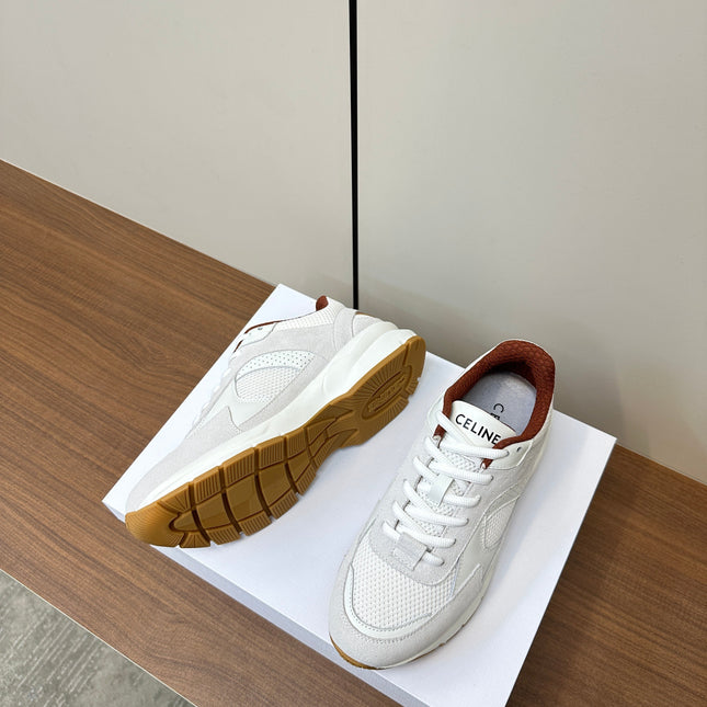 RUNNER CR-03 LOW LACE-UP PALE GRAY SUEDE AND WHITE CALFSKIN