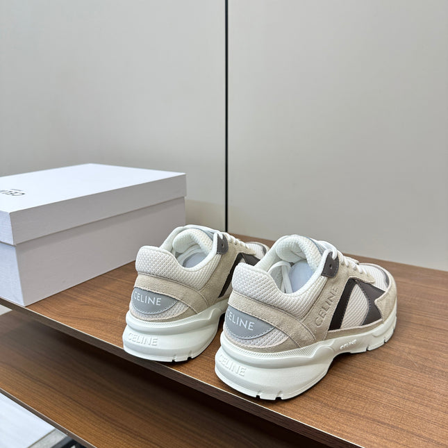 RUNNER CR-03 LOW LACE-UP PALE GRAY SUEDE AND BLACK CALFSKIN