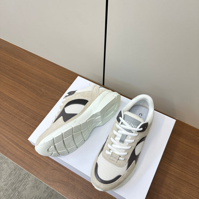 RUNNER CR-03 LOW LACE-UP PALE GRAY SUEDE AND BLACK CALFSKIN