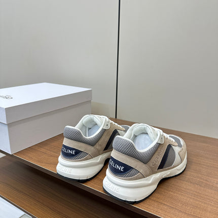 RUNNER CR-03 LOW LACE-UP SNEAKER IN PEANUT BROWN SUEDE AND WHITE CALFSKIN