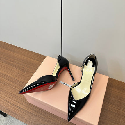 IRIZA PUMPS 85MM IN BLACK PATENT CALFSKIN