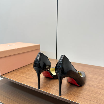 IRIZA PUMPS 85MM IN BLACK PATENT CALFSKIN