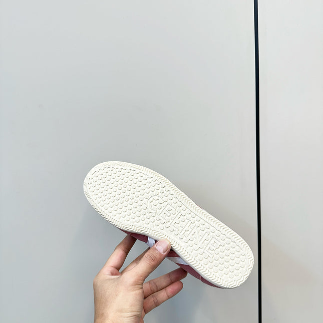 CELINE 25S JOGGER LOW LACE UP SNEAKER WITH TRIOMPHE IN BABY PINK SUEDE