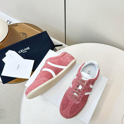 CELINE 25S JOGGER LOW LACE UP SNEAKER WITH TRIOMPHE IN BABY PINK SUEDE