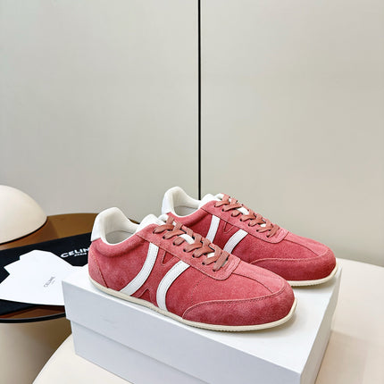 CELINE 25S JOGGER LOW LACE UP SNEAKER WITH TRIOMPHE IN BABY PINK SUEDE
