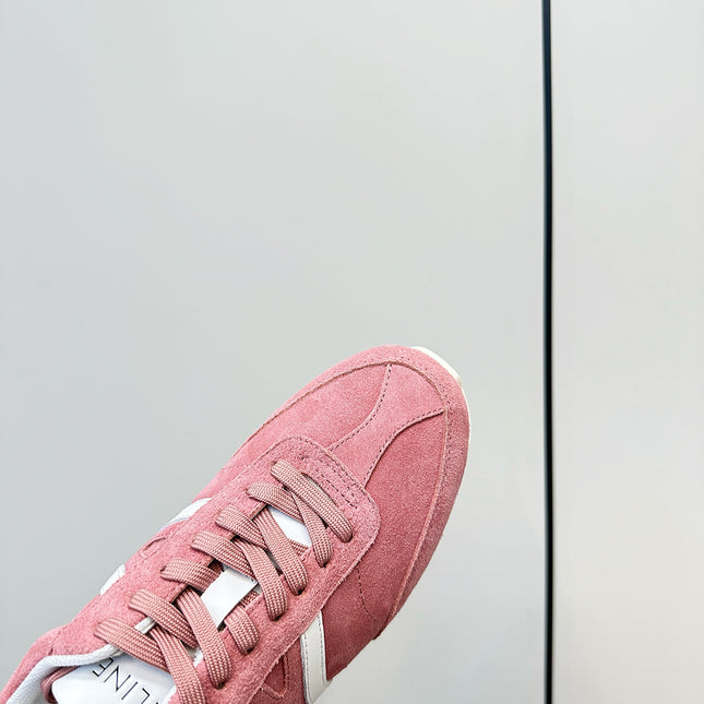 CELINE 25S JOGGER LOW LACE UP SNEAKER WITH TRIOMPHE IN BABY PINK SUEDE