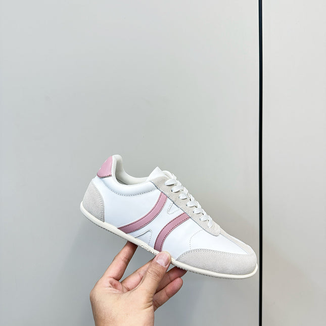 CELINE 25S JOGGER LOW LACE UP SNEAKER WITH TRIOMPHE IN WHITE GRAY SUEDE AND CALFSKIN