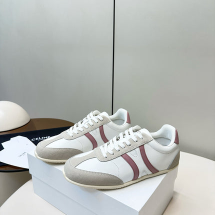 CELINE 25S JOGGER LOW LACE UP SNEAKER WITH TRIOMPHE IN WHITE GRAY SUEDE AND CALFSKIN