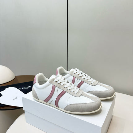 CELINE 25S JOGGER LOW LACE UP SNEAKER WITH TRIOMPHE IN WHITE GRAY SUEDE AND CALFSKIN