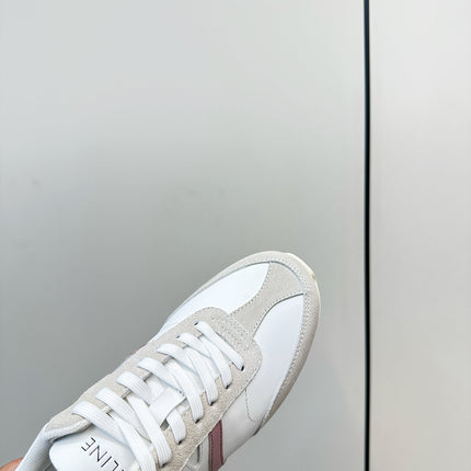 CELINE 25S JOGGER LOW LACE UP SNEAKER WITH TRIOMPHE IN WHITE GRAY SUEDE AND CALFSKIN