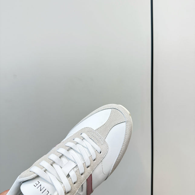 CELINE 25S JOGGER LOW LACE UP SNEAKER WITH TRIOMPHE IN WHITE GRAY SUEDE AND CALFSKIN