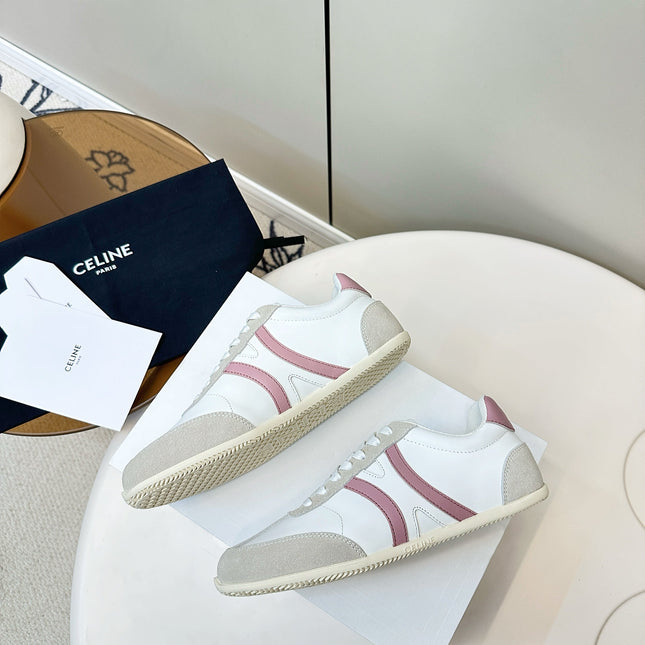CELINE 25S JOGGER LOW LACE UP SNEAKER WITH TRIOMPHE IN WHITE GRAY SUEDE AND CALFSKIN