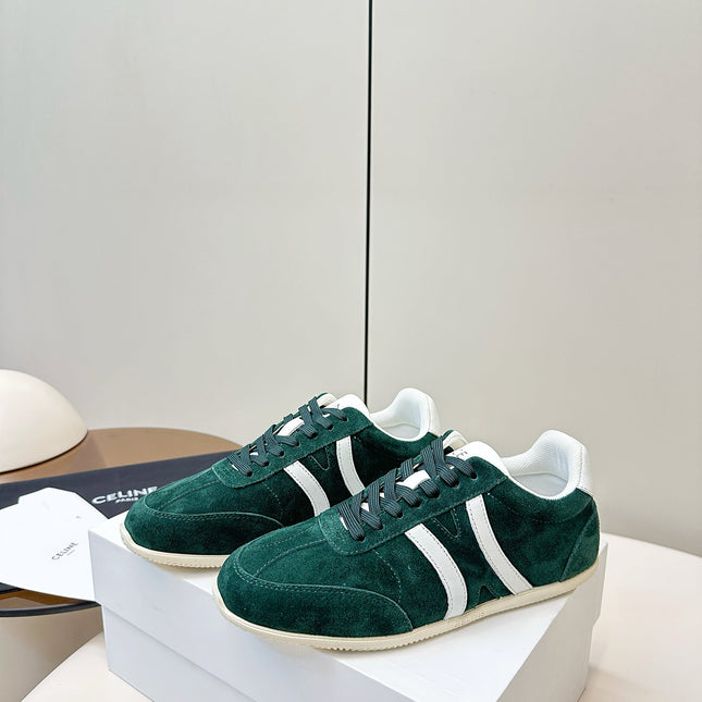 CELINE 25S JOGGER LOW LACE UP SNEAKER WITH TRIOMPHE IN DEEP TEAL SUEDE