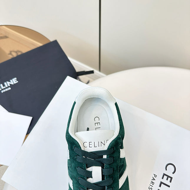 CELINE 25S JOGGER LOW LACE UP SNEAKER WITH TRIOMPHE IN DEEP TEAL SUEDE