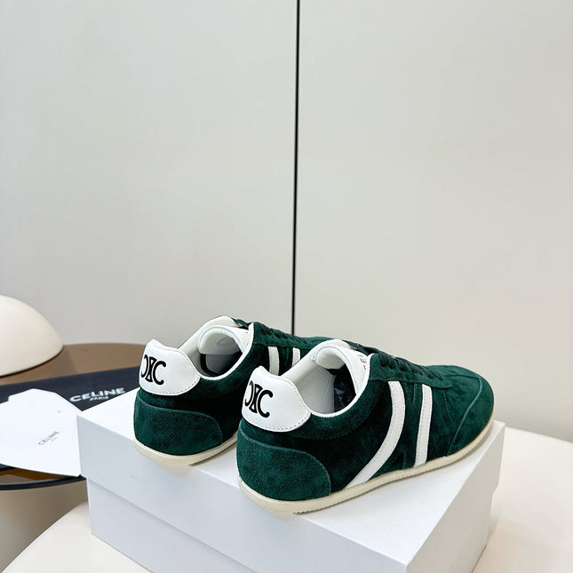 CELINE 25S JOGGER LOW LACE UP SNEAKER WITH TRIOMPHE IN DEEP TEAL SUEDE