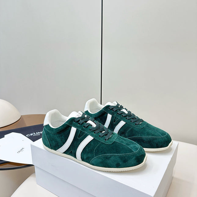 CELINE 25S JOGGER LOW LACE UP SNEAKER WITH TRIOMPHE IN DEEP TEAL SUEDE