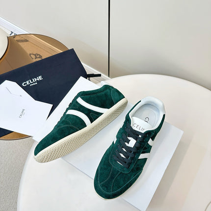 CELINE 25S JOGGER LOW LACE UP SNEAKER WITH TRIOMPHE IN DEEP TEAL SUEDE