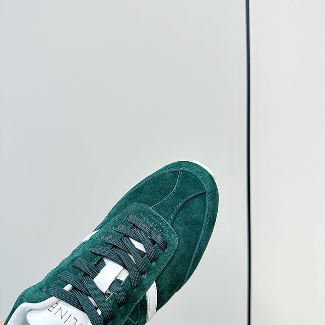 CELINE 25S JOGGER LOW LACE UP SNEAKER WITH TRIOMPHE IN DEEP TEAL SUEDE