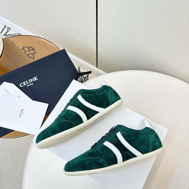 CELINE 25S JOGGER LOW LACE UP SNEAKER WITH TRIOMPHE IN DEEP TEAL SUEDE