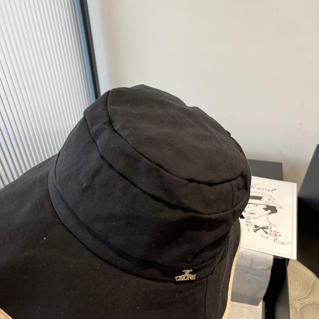 BUCKET HAT MODEL 651983 IN BLACK SLUB FABRIC