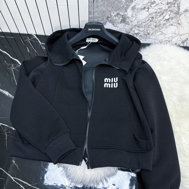 MIUMIU FLEECE TOP AND FLARED PANTS SET STYLE 217