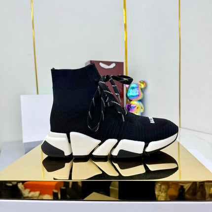 BALENCIAGA 25S SPEED 2.0 LACE-UP SNEAKERS IN BLACK KNITTED STYLE 4