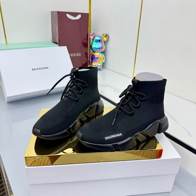 BALENCIAGA 25S SPEED 2.0 LACE-UP SNEAKERS IN BLACK KNITTED STYLE 3