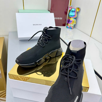 BALENCIAGA 25S SPEED 2.0 LACE-UP SNEAKERS IN BLACK KNITTED STYLE 3