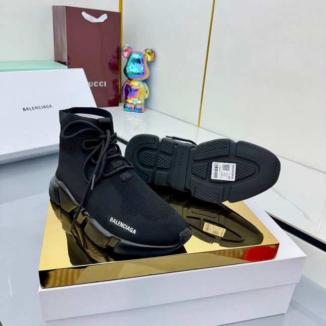 BALENCIAGA 25S SPEED 2.0 LACE-UP SNEAKERS IN BLACK KNITTED STYLE 3