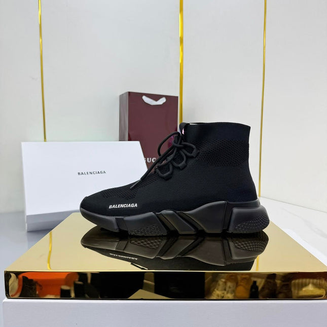 BALENCIAGA 25S SPEED 2.0 LACE-UP SNEAKERS IN BLACK KNITTED STYLE 3