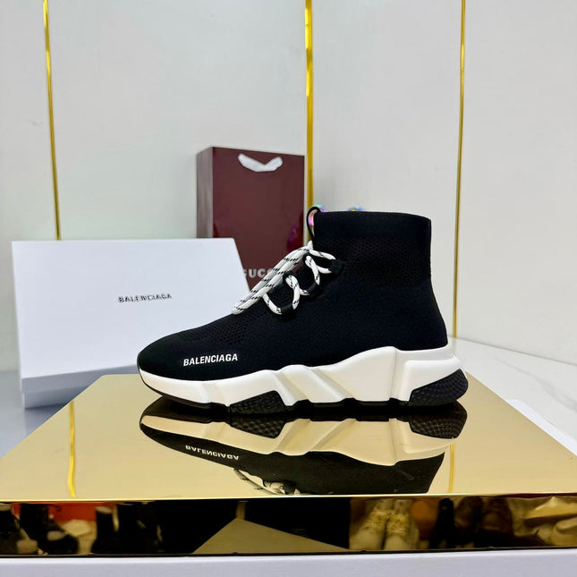 BALENCIAGA 25S SPEED 2.0 LACE-UP SNEAKERS IN BLACK KNITTED STYLE 2