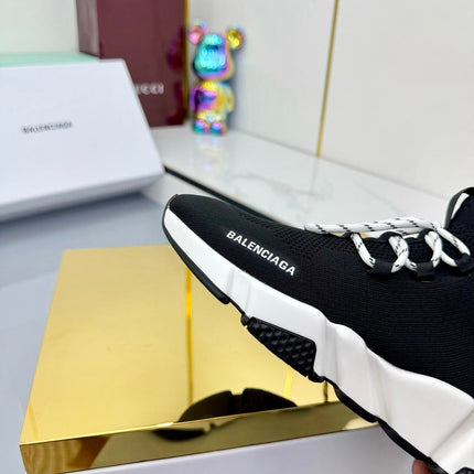 BALENCIAGA 25S SPEED 2.0 LACE-UP SNEAKERS IN BLACK KNITTED STYLE 2